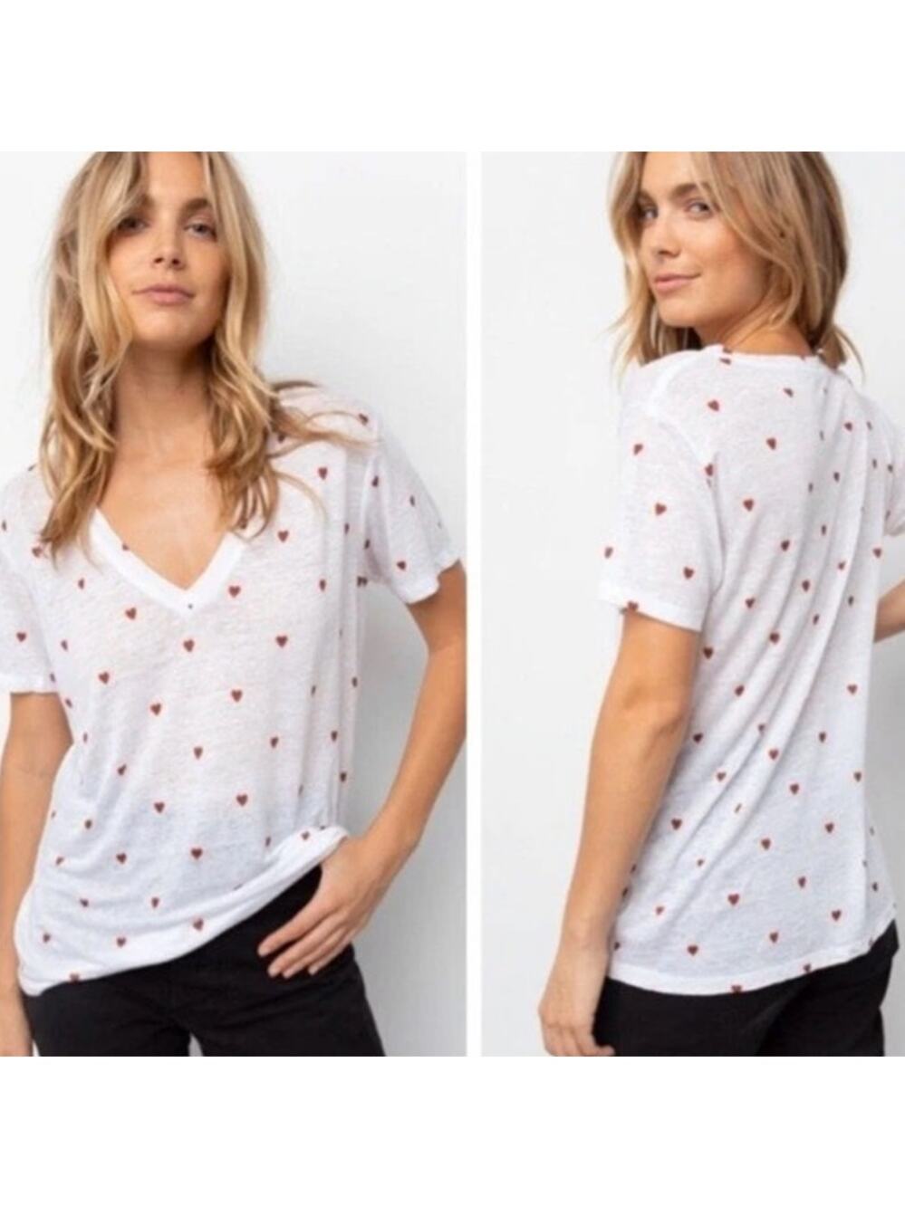 Rails Cara V-neck lips tee size M